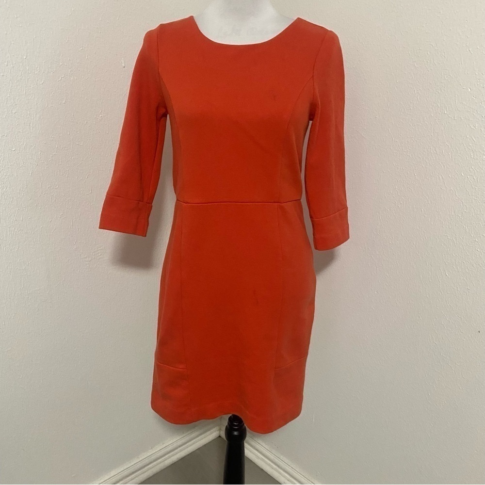 Banana Republic Women’s Cotton 3/4 Sleeves MIDI Dress Zip Back Size 2 Small Flaw